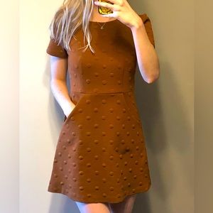 Burnt Orange Hutch Textured Polka Dot Dress.
